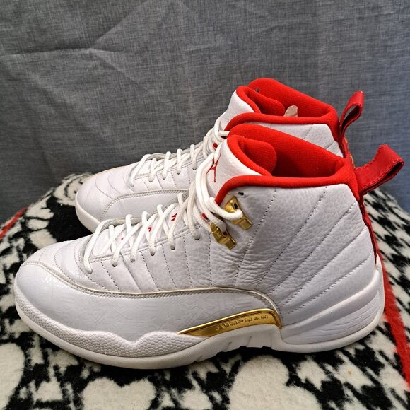 Nike Air Jordan Men Air Jordan 12 White Leather Sneakers Size 9